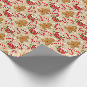 Gingerbread Men, Candy Canes and Hot Cocoa  Wrapping Paper