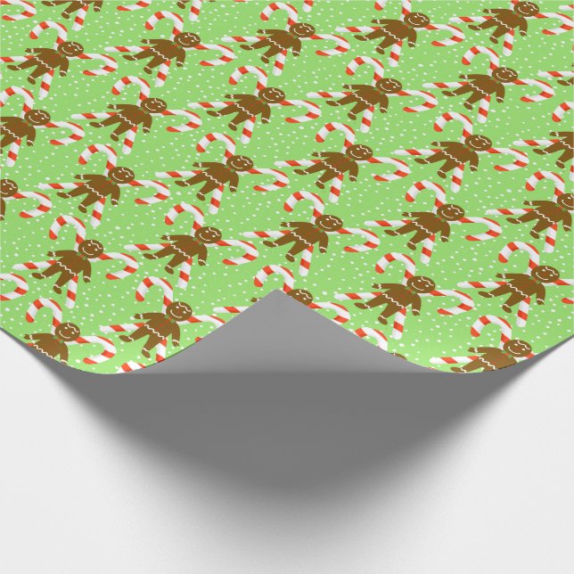 Gingerbread Men & Candy Christmas Wrapping Paper (Corner)
