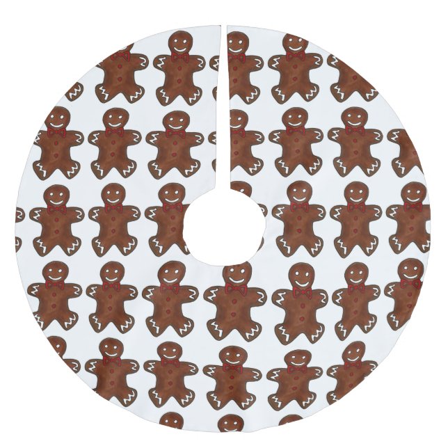 Gingerbread Men Christmas Cookies Holiday Baking Brushed Polyester Tree Skirt (Front)