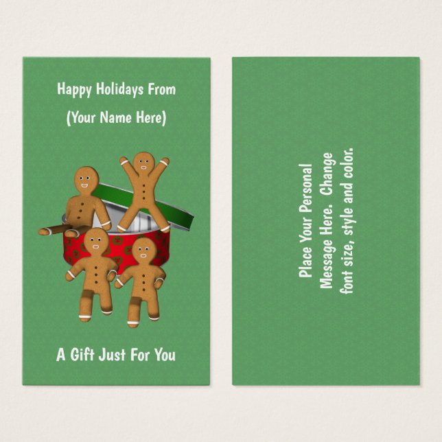 Gingerbread Men Christmas Holiday Gift Card Tag (Front & Back)