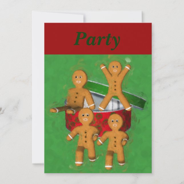 Gingerbread Men Christmas Holiday Invitation (Front)
