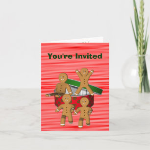 Gingerbread Men Christmas Holiday Party Invitation