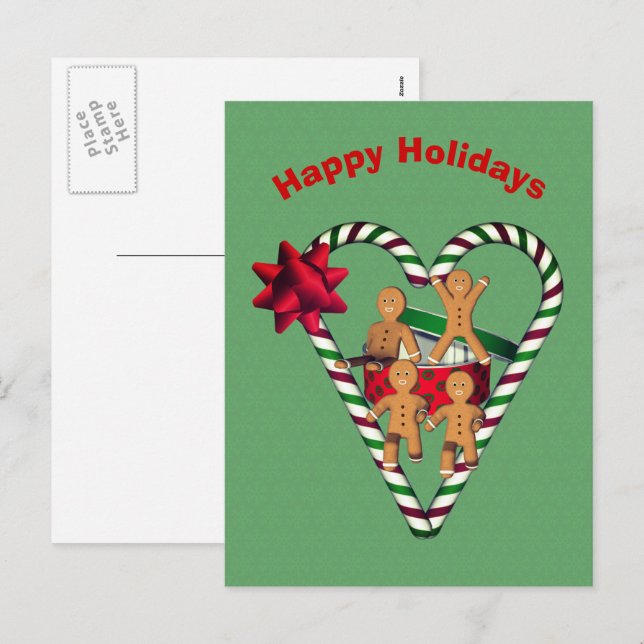 Gingerbread Men Christmas Holiday Postcard (Front/Back)