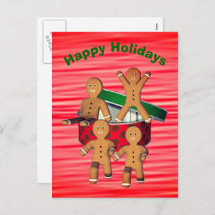 Gingerbread Men Christmas Holiday Postcard