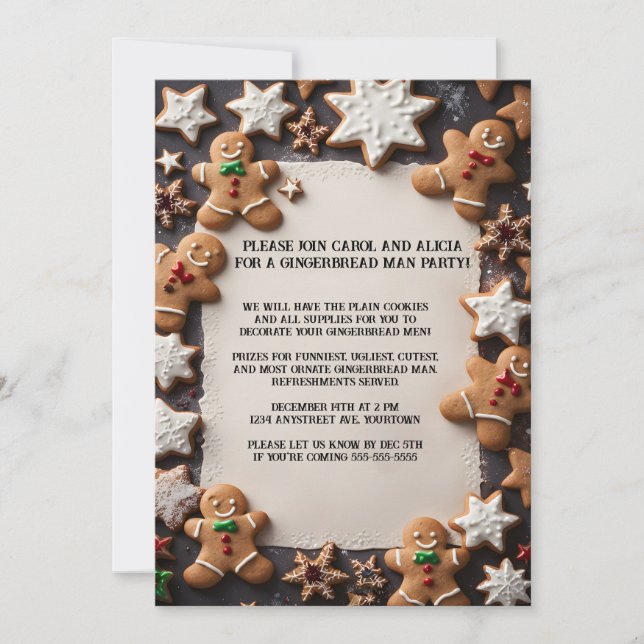 Gingerbread Men Christmas Party Invitation (Front)