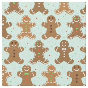 Gingerbread Men Christmas Pattern Fabric