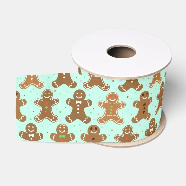 Gingerbread Men Christmas Pattern  Grosgrain Ribbon (Spool)