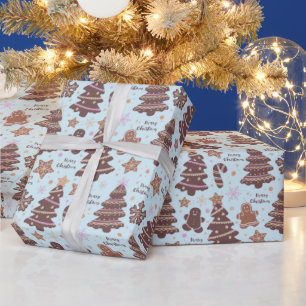 Gingerbread Men Christmas Trees Merry Christmas Wrapping Paper