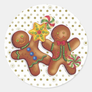 Gingerbread Men Classic Round Sticker