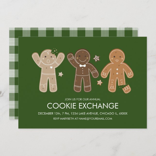 Gingerbread Men Cookie Holiday Party Invitation (Front/Back)