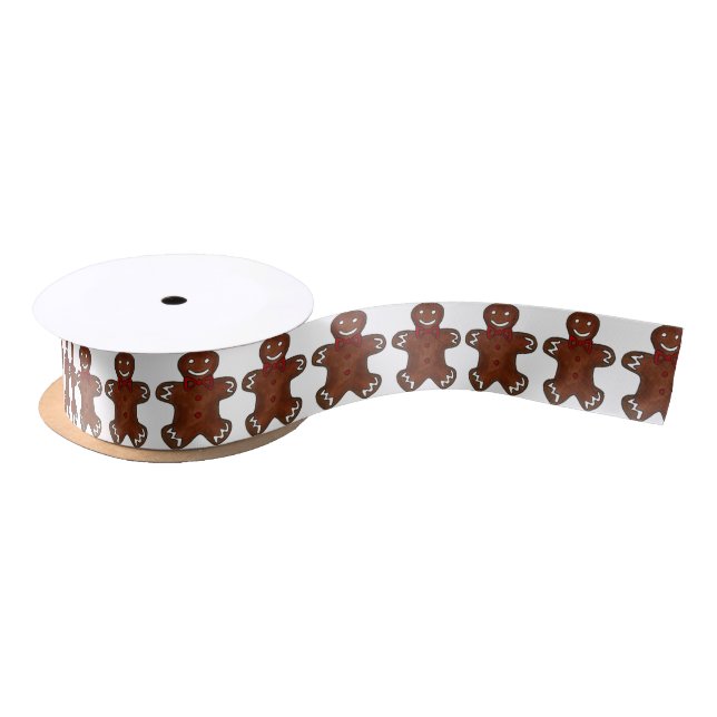 Gingerbread Men Cookies Holiday Christmas Baking Satin Ribbon (Spool)