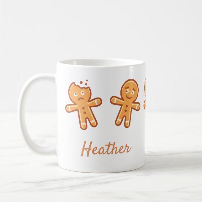 Gingerbread Men Cute Personalised Coffee Mug (Left)