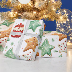Gingerbread Men Cutout Cookies Modern Christmas Wrapping Paper