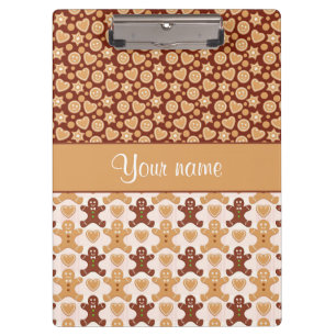 Gingerbread Men Faces and Hearts Clipboard