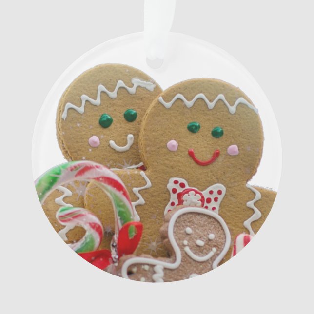 Gingerbread Men Family Christmas Ornament (Front)