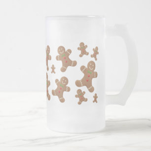 GINGERBREAD MEN FROSTED GLASS BEER MUG