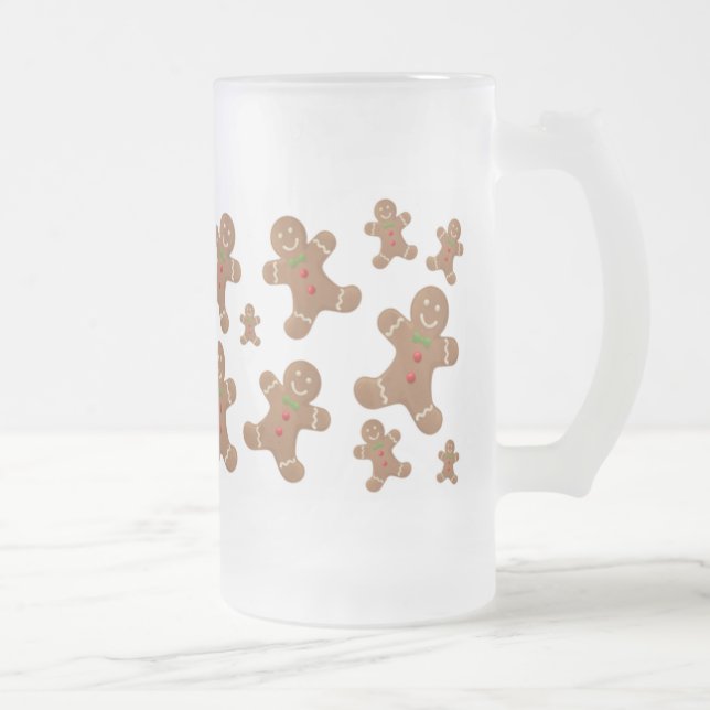 GINGERBREAD MEN FROSTED GLASS BEER MUG (Right)