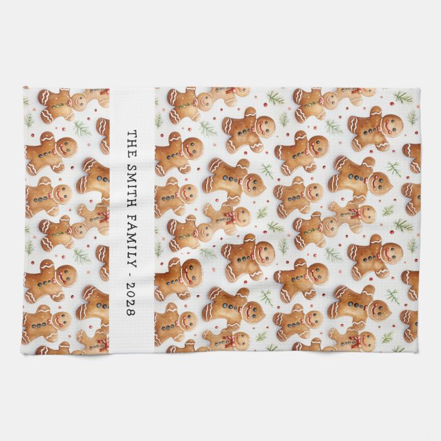 Gingerbread Men Fun Novelty All-Over Print Tea Towel (Horizontal)