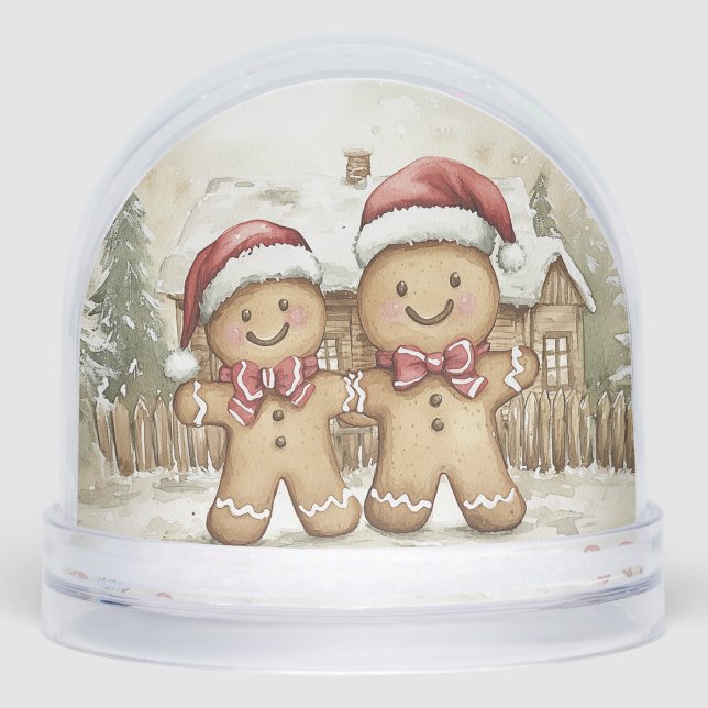 Gingerbread Men Gingerbread House Snowglobe (Front)