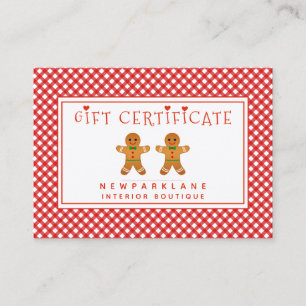 Gingerbread Men Gingham Christmas Gift Certificate