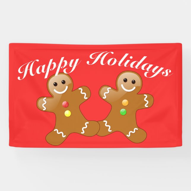 Gingerbread Men Happy Holidays Banner (Horizontal)