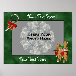 Gingerbread Men Holiday Frame Add Photo Poster