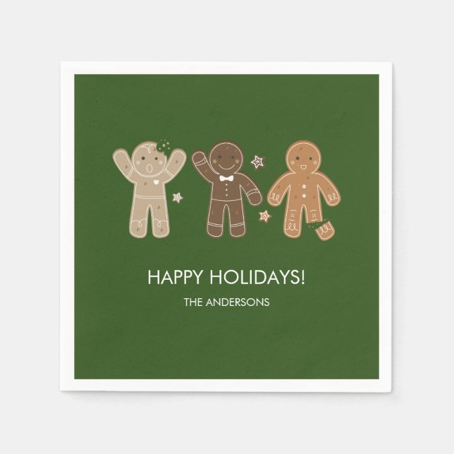 Gingerbread Men Holiday Paper Napkin (Front)