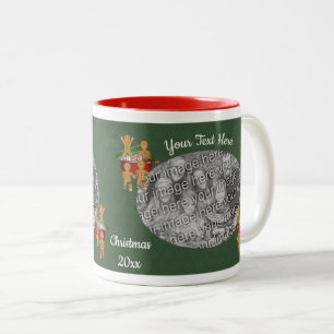Gingerbread Men Holiday Personalised Photo  Two-Tone Coffee Mug