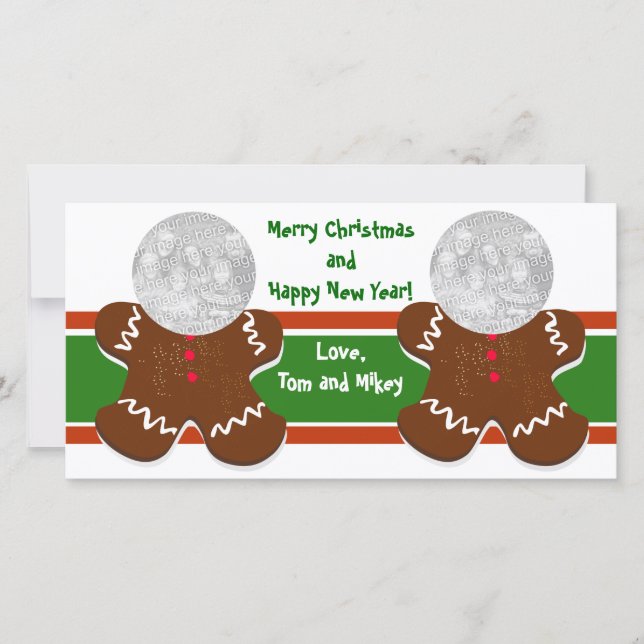 Gingerbread Men Holiday Photo Cards (Front)