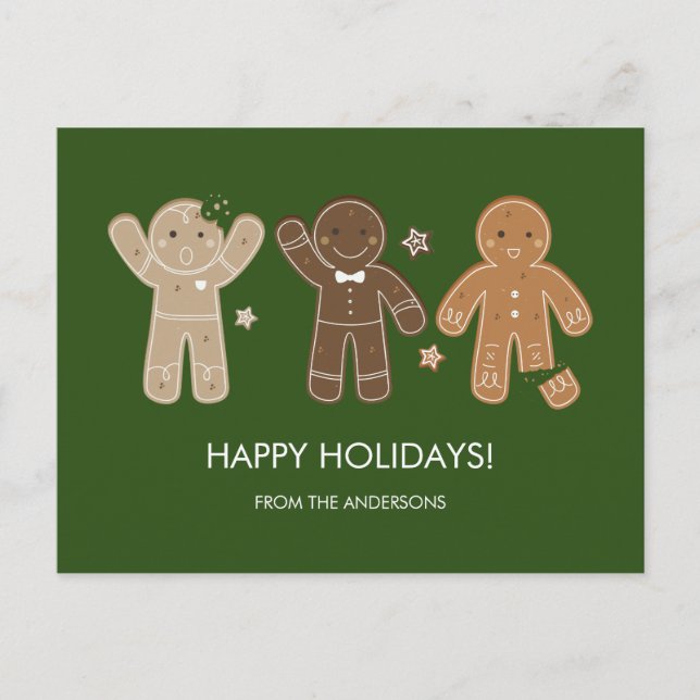 Gingerbread Men Holiday Postcard (Front)