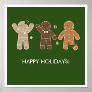 Gingerbread Men Holiday Poster Print