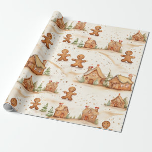 Gingerbread Men Houses Christmas Wrapping Paper