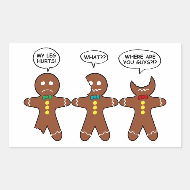 Gingerbread Men My Leg Hurts Holiday Rectangular S Sticker (Front)