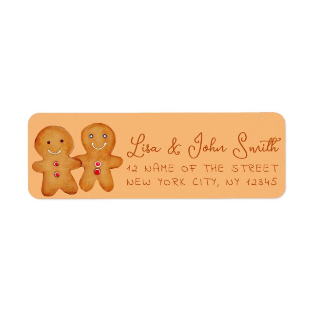 Gingerbread Men Pair Brown Script Return Address L (Front)