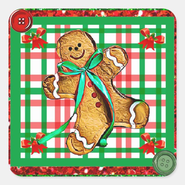 Gingerbread Men Patch Christmas Holiday Stickers (Front)