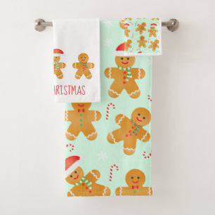 Gingerbread Men Pattern Bath Towel Set