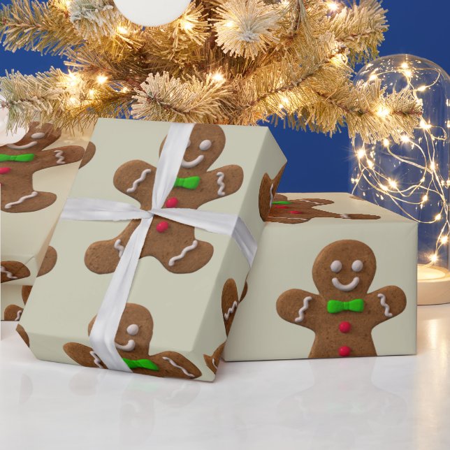 Gingerbread men pattern wrapping paper (Holidays)