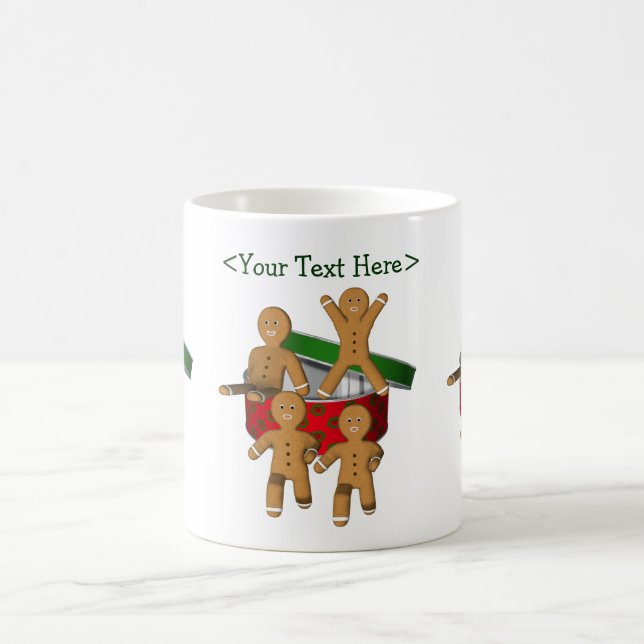 Gingerbread Men Personalised Christmas Holiday Coffee Mug (Center)