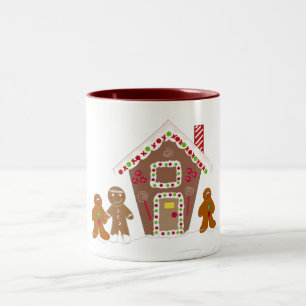 Gingerbread Men with Gingerbread House Two-Tone Coffee Mug