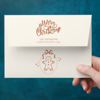 Gingerbread Merry Christmas Bow Neutral Beige Envelope