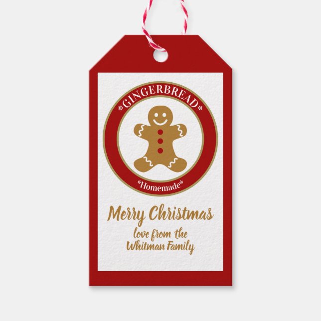 Gingerbread Merry Christmas Gift Tags (Front)