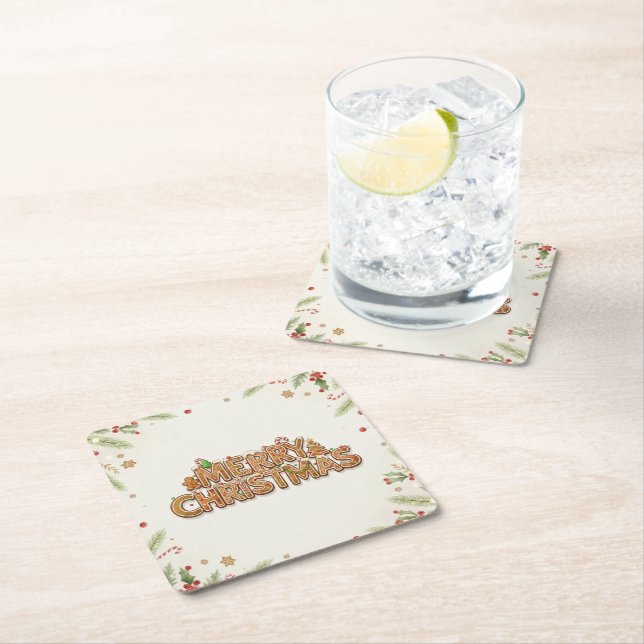 Gingerbread “Merry Christmas” Holiday Coasters (Insitu)