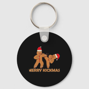 Gingerbread Merry Kickmas Funny Karate Santa Famil Key Ring