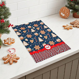 Gingerbread monogram christmas tea towel