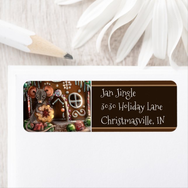 Gingerbread Mouse Christmas  Label (Insitu)