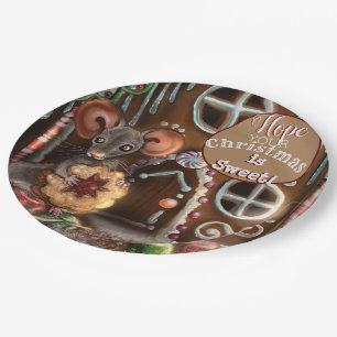 Gingerbread Mouse Christmas Paper Plate
