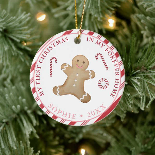 Gingerbread My First Christmas Girl Adoption Gift Ceramic Tree Decoration (Tree)