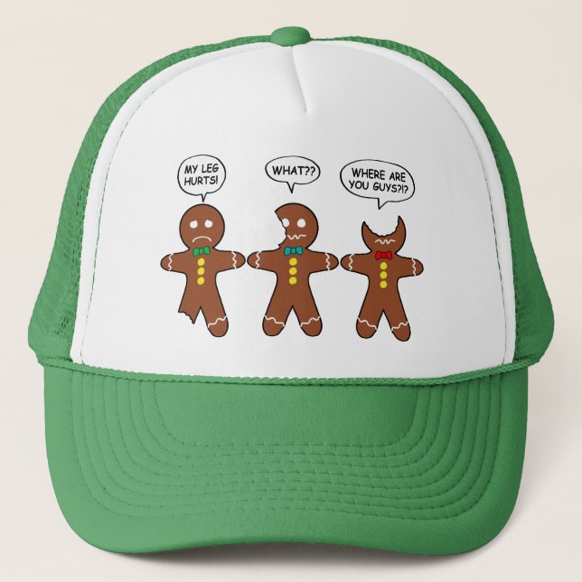 Gingerbread My Leg Hurts Cute Trucker Hat (Front)