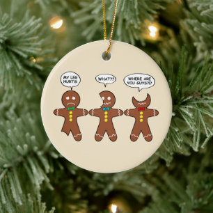 Gingerbread My Leg Hurts Humour Ceramic Tree Decoration