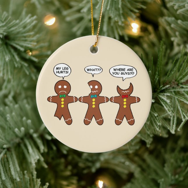 Gingerbread My Leg Hurts Humour Ceramic Tree Decoration (Tree)